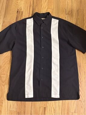 Havanera Short-Sleeve Retro Button-Up Shirt with Atomic Panel Stripes